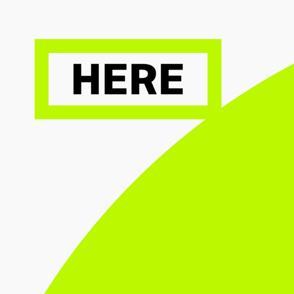 Zoom on a typographic element in black surrounded by a bright green rectangle