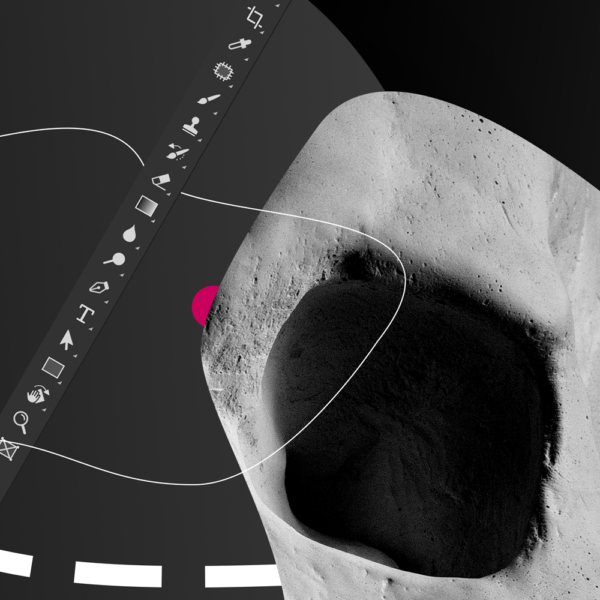 The gypsum skull, a scribble, and the tools of graphic software