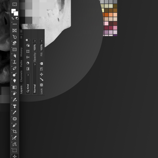 The dark grey-to-grey gradient of the poster ‘Side by Side #2’