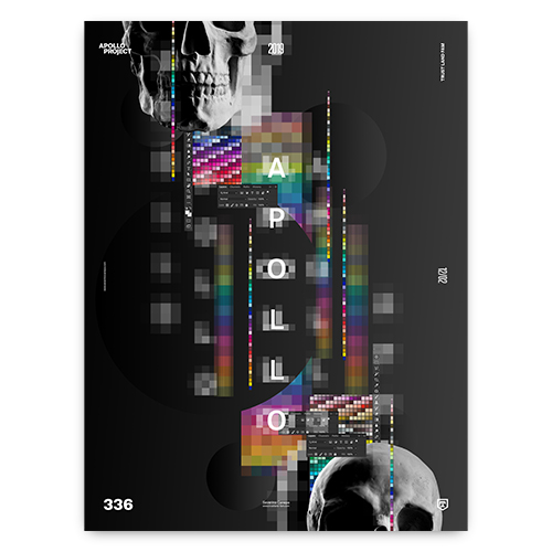 Digital art poster named Side by Side 3 was created with skulls and graphic software interface elements